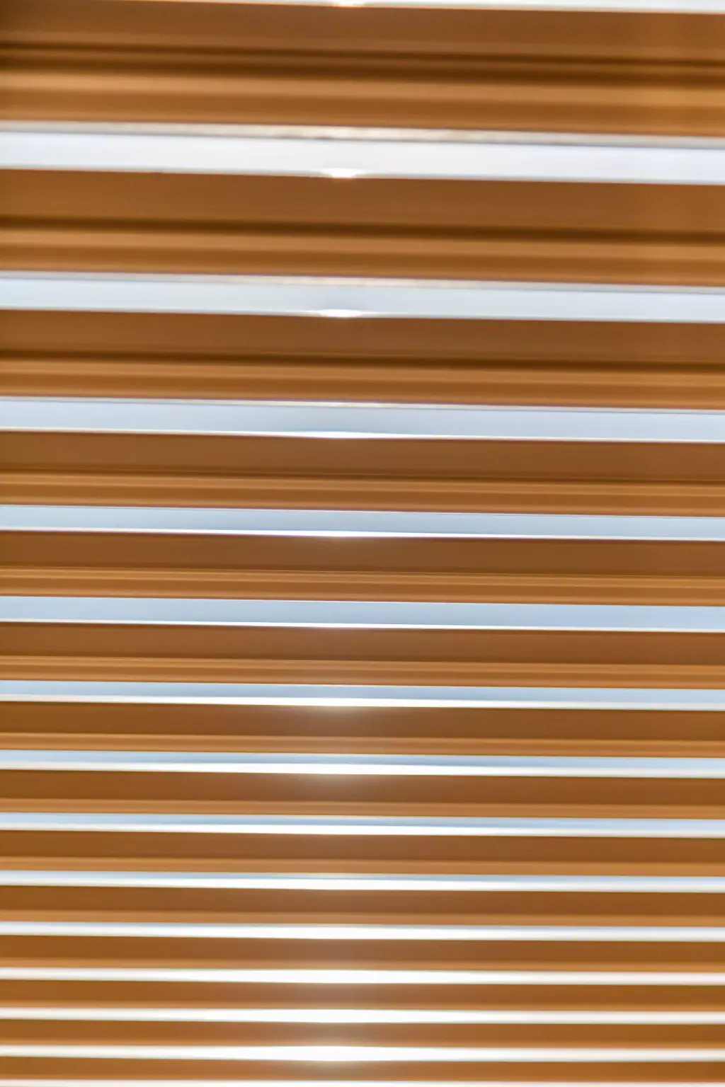 Lames horizontales ouvertes, plein cadre, lumière filtrée.